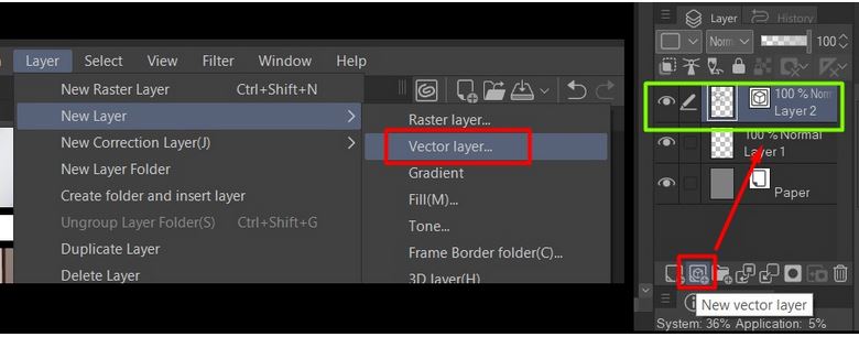 Vektor menggunakan aplikasi clip paint studio